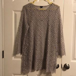 Unique crochet light lavender/gray tunic. Size M